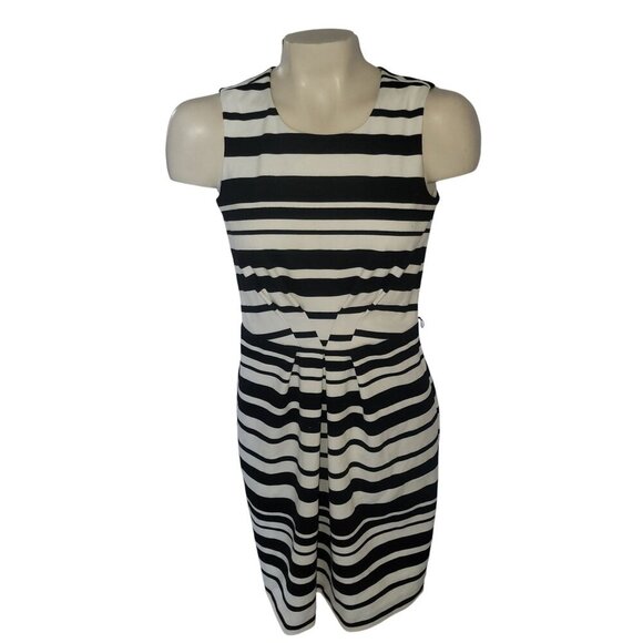 ANN TAYLOR Striped‎ Sleeveless Knee-Length Dress With Back Zipper Closure Womens - Picture 1 of 7